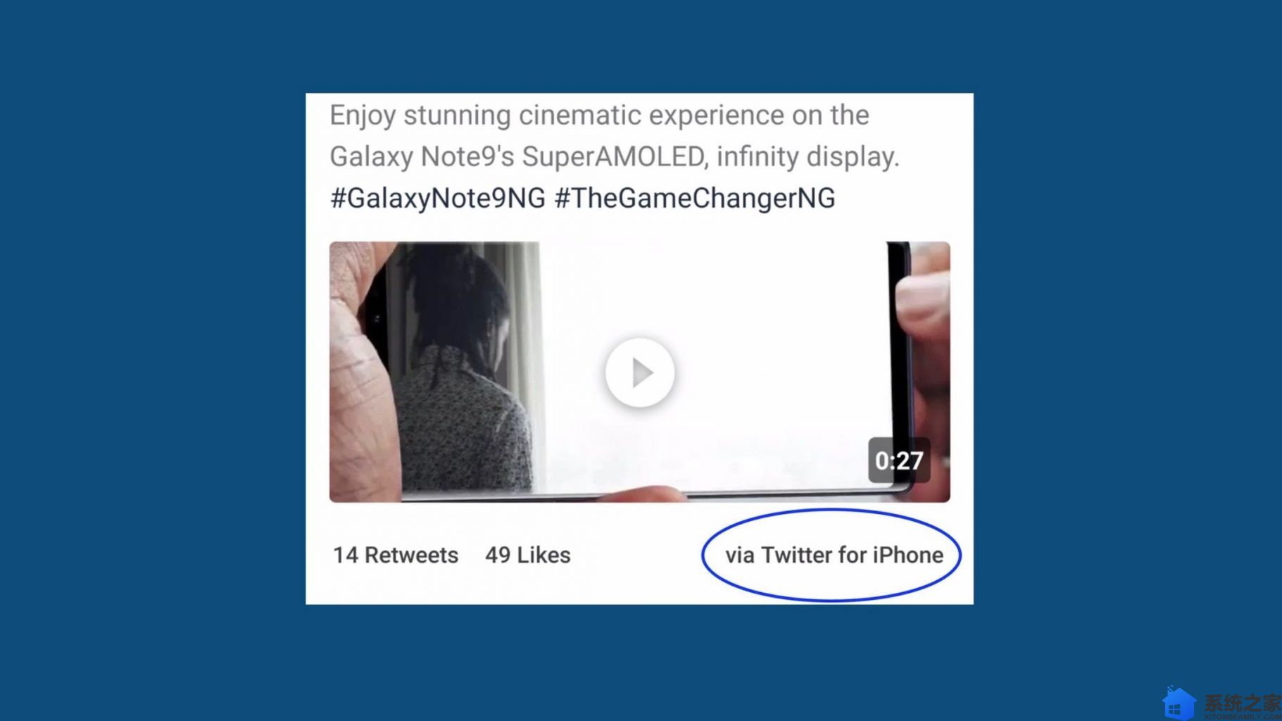 三星使用 iPhone 版推特发布 Galaxy Note 9 宣传广告